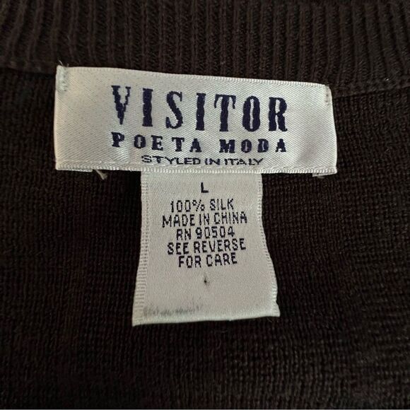Visitor Poeta Moda Men 100% Silk Sweater Vest Size L Preppy Golf Business Casual - Picture 6 of 6